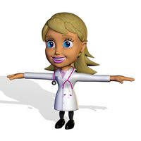 Dr Female Doctor cute Cartoon Character RIGGED