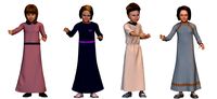 4x Girl real cloth simulation conversation loop animation