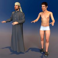 Arabic man real cloth simulation conversation loop animation 2