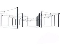 street lighting garland on poles