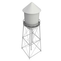 Water tower. Industrial construction with water tank.