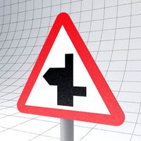 Road Sign - Staggered Juntion Ahead
