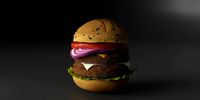 Cheesburger with salad tomato onion and cheddar Low-poly 3D model