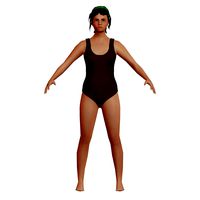 Low Poly Asian Woman Swimsuit
