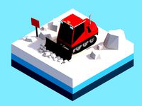 Cartoon Low Poly Snowcat Track Vehicle Small