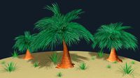 Three palms cartoon low poly
