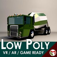 Low-Poly Cartoon Concrete Mixer Truck