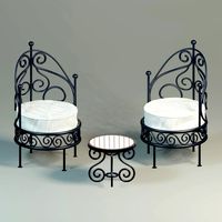 Moroccan wrought iron chairs and table