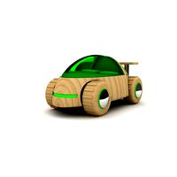 Dark green wooden toy car