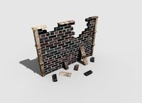 low poly damaged wall