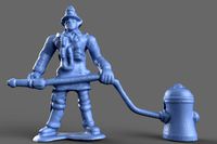 Fire Fighter with Hydrant Toy Miniature