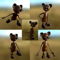 Cartoon Mouse 02 5 Pose PBR