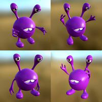 Cartoon Alien 02 3 Pose PBR