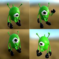 Cartoon Alien 01 3 Pose PBR