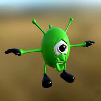 Cartoon Alien 01 Not Rigged PBR