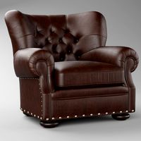 CHURCHILL LEATHER RH CHAIR WITH NAILHEADS