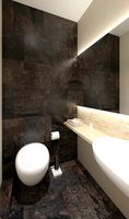 Toilet with stone tiles