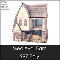 Medieval Barn, Low Poly, Textured