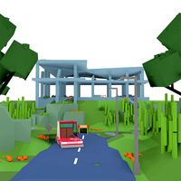 isometric wild garden desert city trees pack 3D model