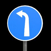 Compulsory left turn aheadroadsign