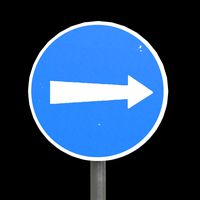 Compulsory right turnroadsign