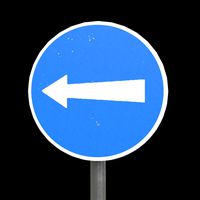 Compulsory turn left Roadsign