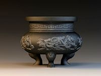 Three-legged Bronze Tripod Carving Dragon Bronze Furnace tripod