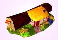 Log hut for mobile games