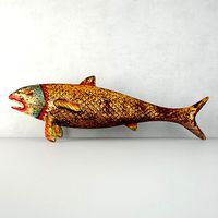 Vintage Painted Wood Fish