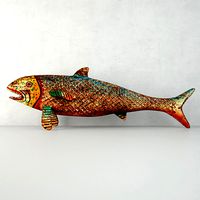 Vintage Painted Wood Fish