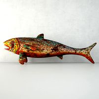 Vintage Painted Wood Fish