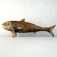 Vintage Painted Wood Fish
