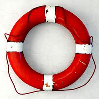 1950s Red White Nautical Life Preserver