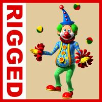 Clown cartoon rigged 02 3D Model