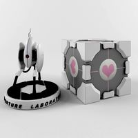Portal turret and companion cube
