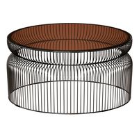 Spoke Tea Glass Graphite Metal Coffee Table