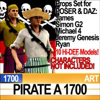 Props Set Poser Daz for Pirate A 1700