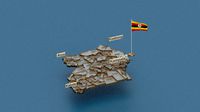 Uganda detailed Map with Animated Flag