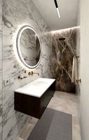 Shower with marble tiles