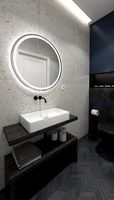 Small shower room with stone tiles