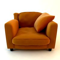 Orange Armchair with Throw Pillow