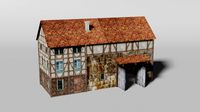 Medieval farm house with stable