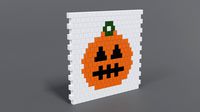 Low Poly Cartoon Pumpkin Brick Wall