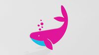 Low Poly Cartoon Whale Decoration Object
