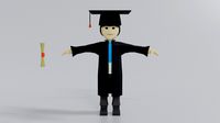 Low Poly Cartoon Graduation Guy