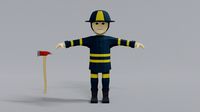 Low Poly Cartoon Firefighter