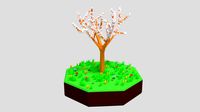 Low Poly Cartoon Almond Tree