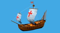 Low Poly Cartoon Pinta 1492 Ship