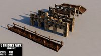 Old Wooden Bridges Pack Low-poly