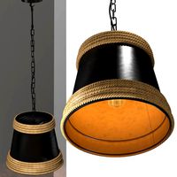 Black & Hemp Pendant Lamp Suspension